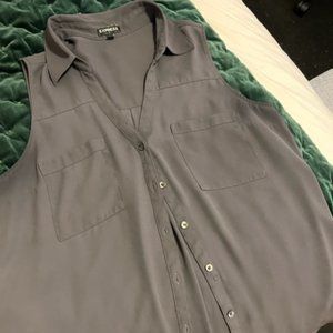 Express - Large Gray Blouse Tank with Front Pockets